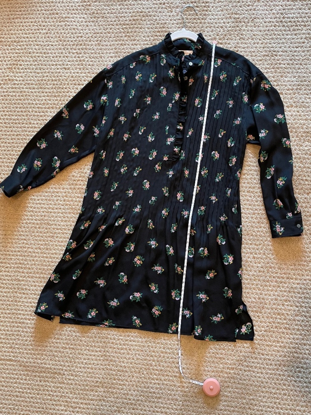 Tory Burch Cora Daybreak Ditsy Pintuck Ruffle Shirt Dress 4 - Picture 4 of 8